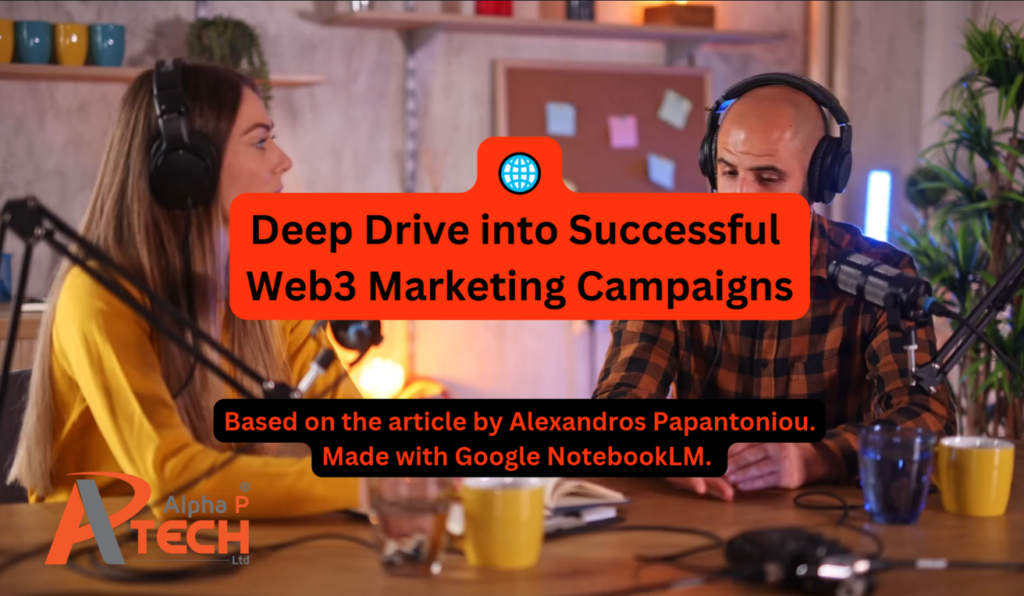 Thumbnail for the "Deep Dive into Successful Web3 Marketing Campaigns" video. The Alpha P Tech logo is shown on the bottom left.