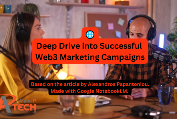 Thumbnail for the "Deep Dive into Successful Web3 Marketing Campaigns" video. The Alpha P Tech logo is shown on the bottom left.